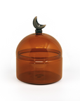 Glass Moon Dome Jar - Caramel Amber