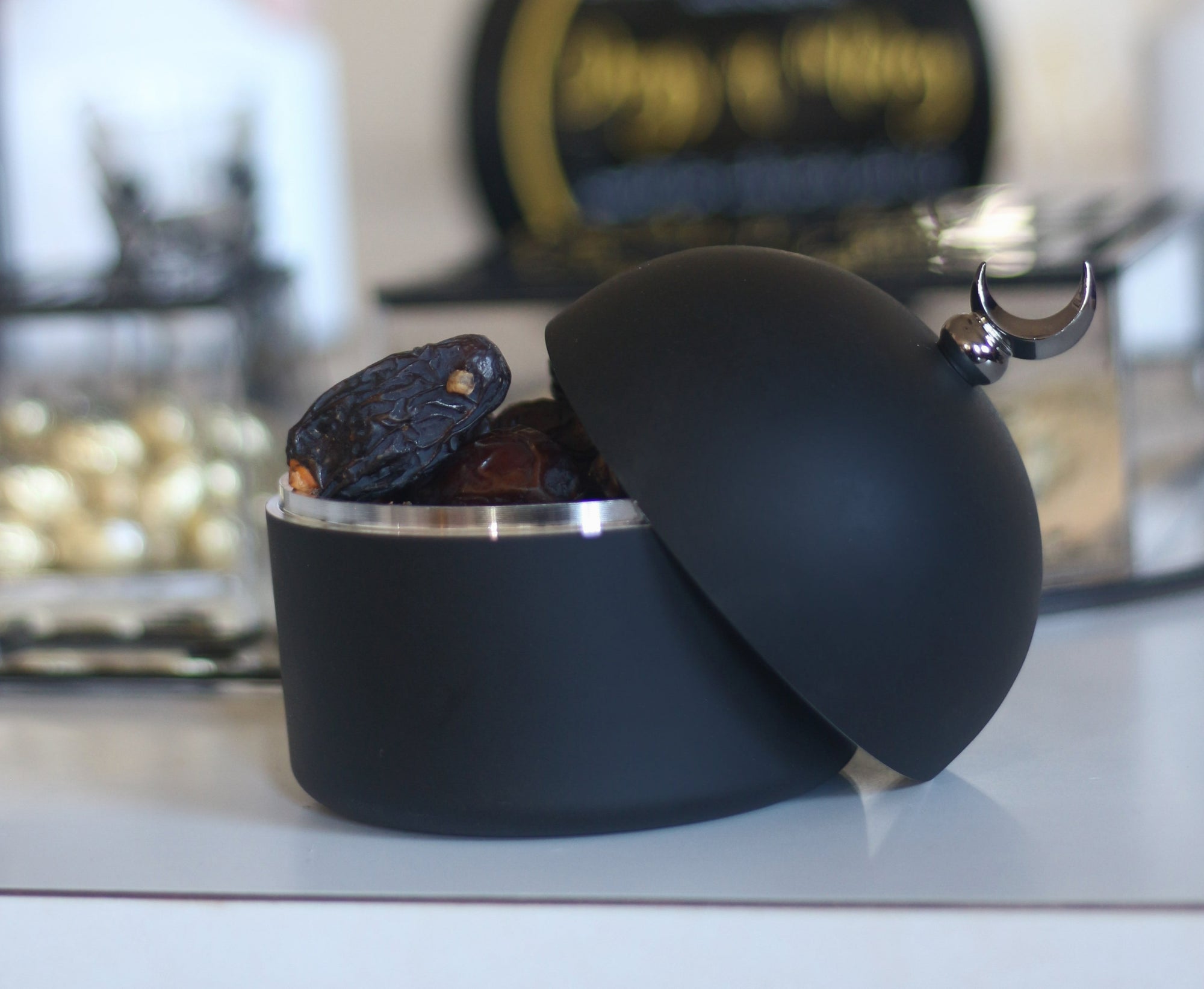 Black moon dome jar full of dates