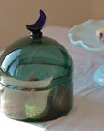 Glass Moon Dome Jar - Teal Luna