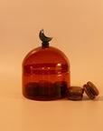 Glass Moon Dome Jar - Caramel Amber