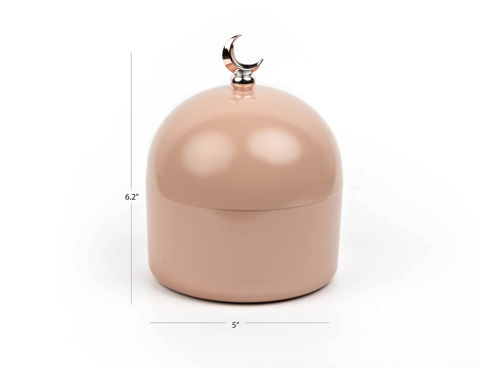 Terracota Rose Moon Dome Jar with Silver Crescent Ramadan and Eid Gifts with Dimension