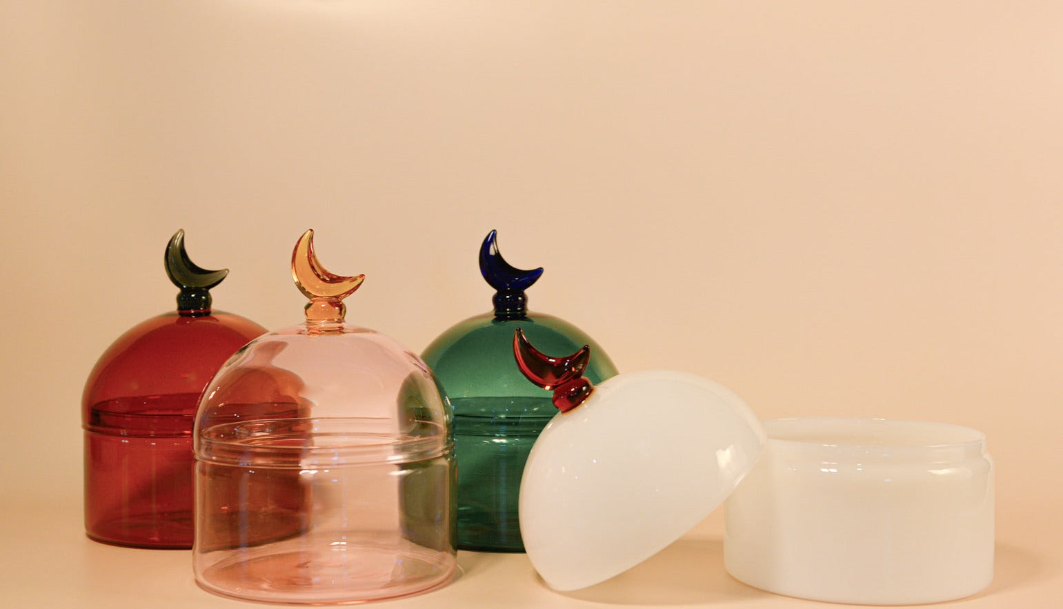 Glass Moon Dome Jar - Caramel Amber