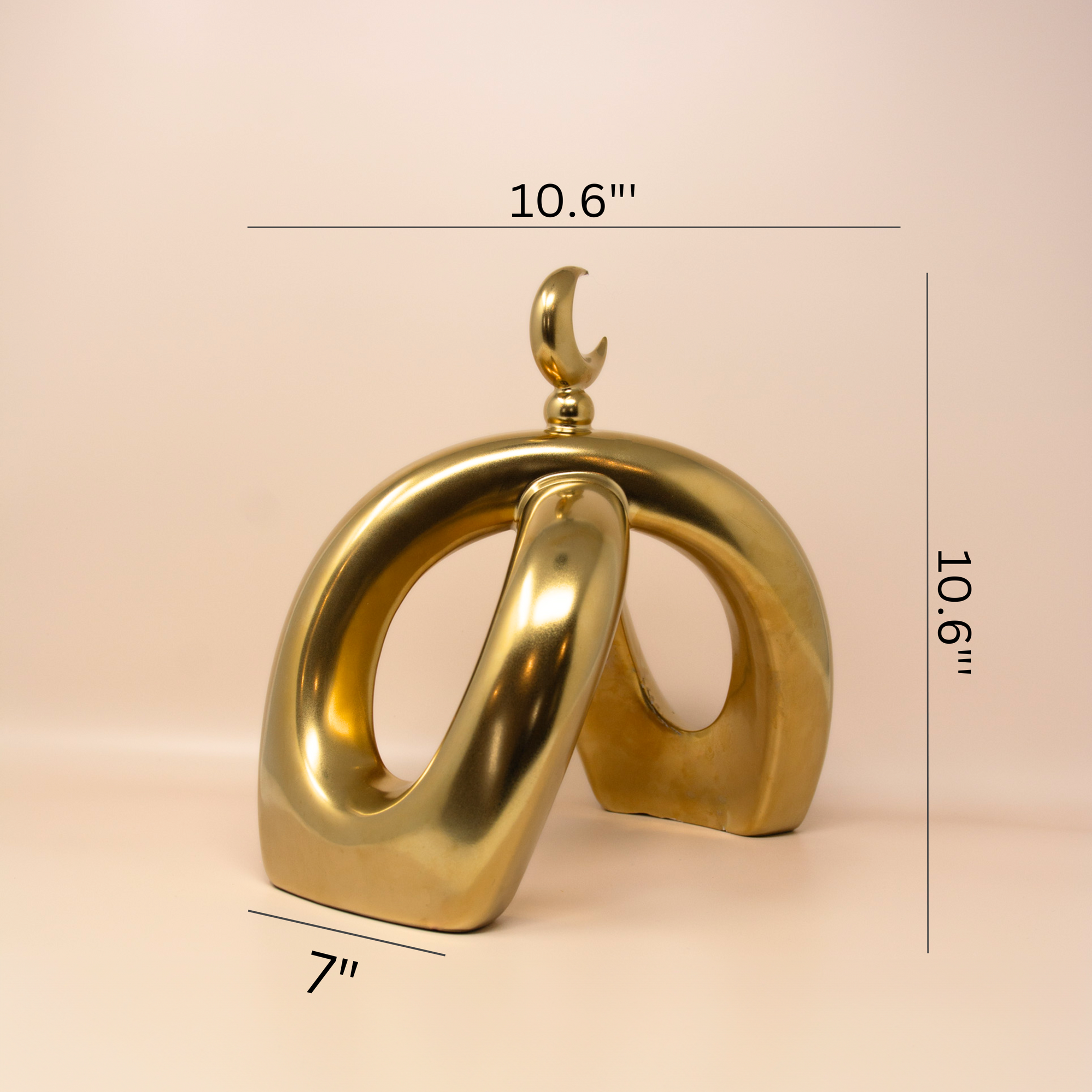 Crescent Knot Sculpture: Rustic Gold