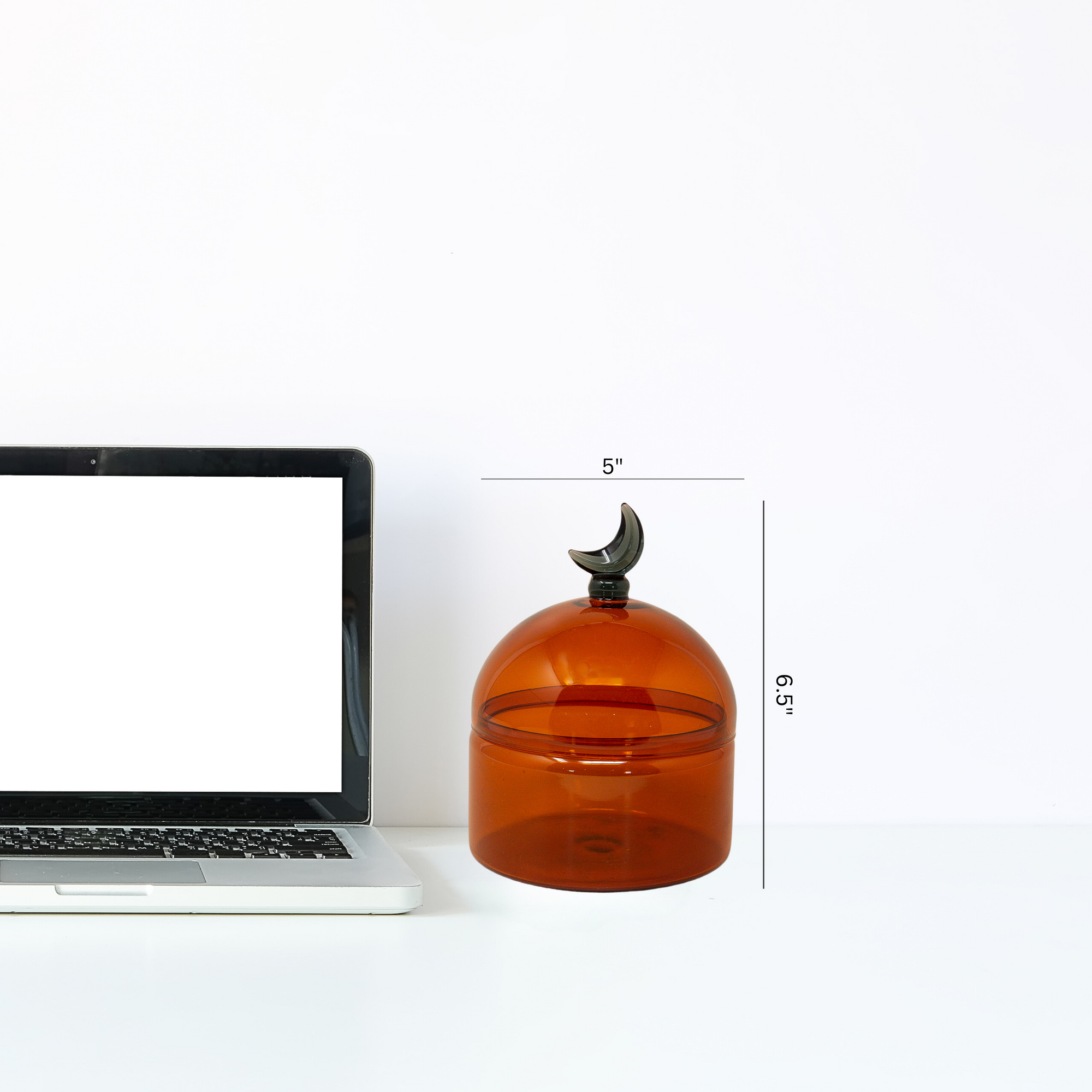 Glass Moon Dome Jar - Caramel Amber