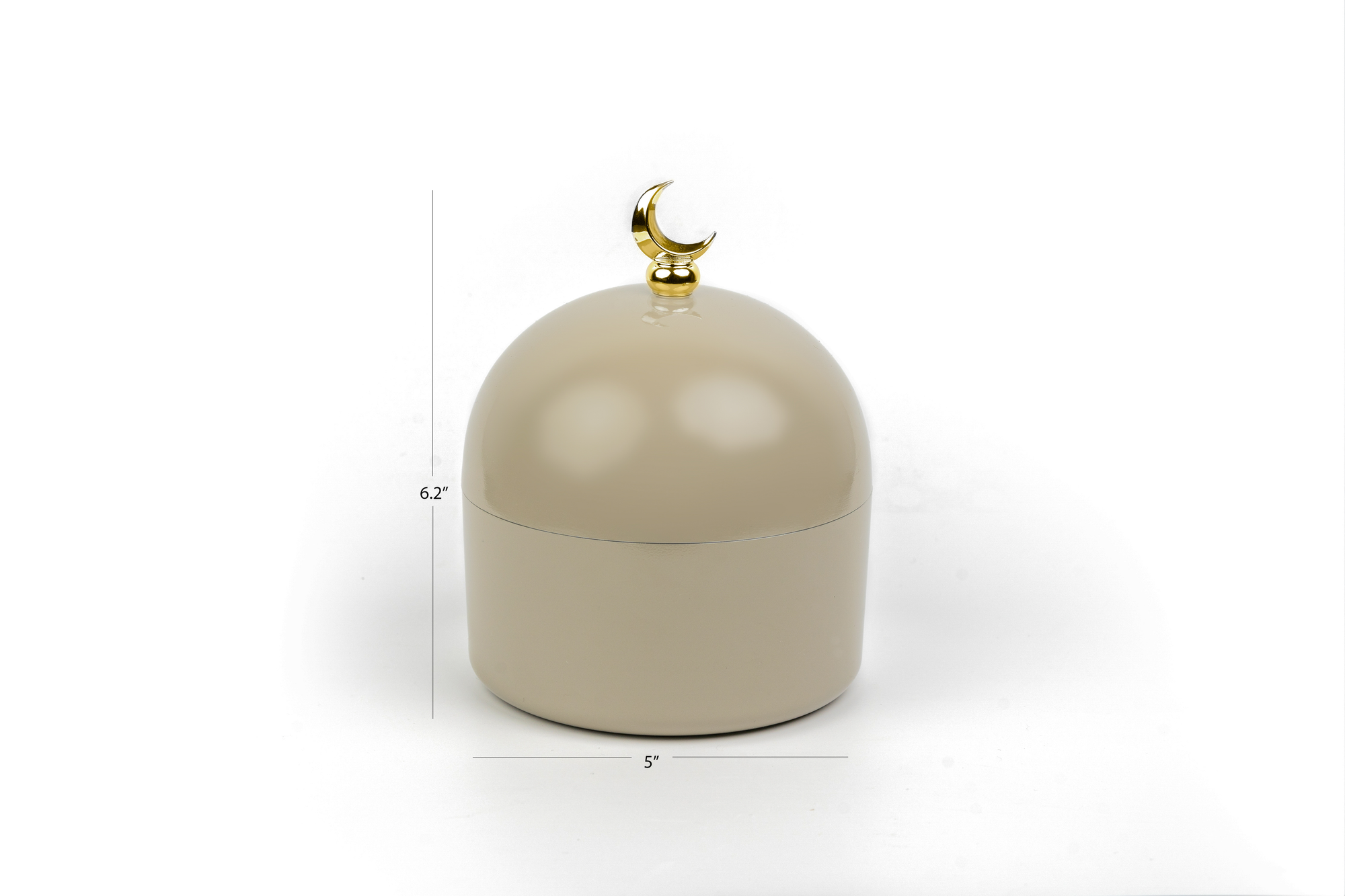 Toasty Taupe Moon Dome Jar with Golden Crescent for Ramadan Eid Gifts and home decor