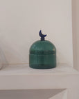 Glass Moon Dome Jar - Teal Luna