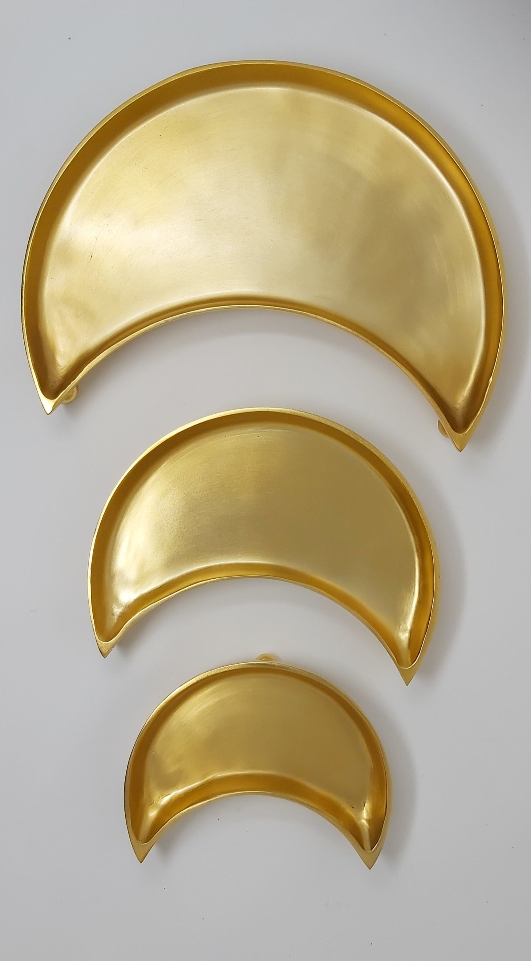 Golden color Large, Medium and Small size moonlight platters for ramadan and eid decoration