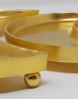 Side view of Golden color Large, Medium and Small size moonlight platters for ramadan and eid decoration