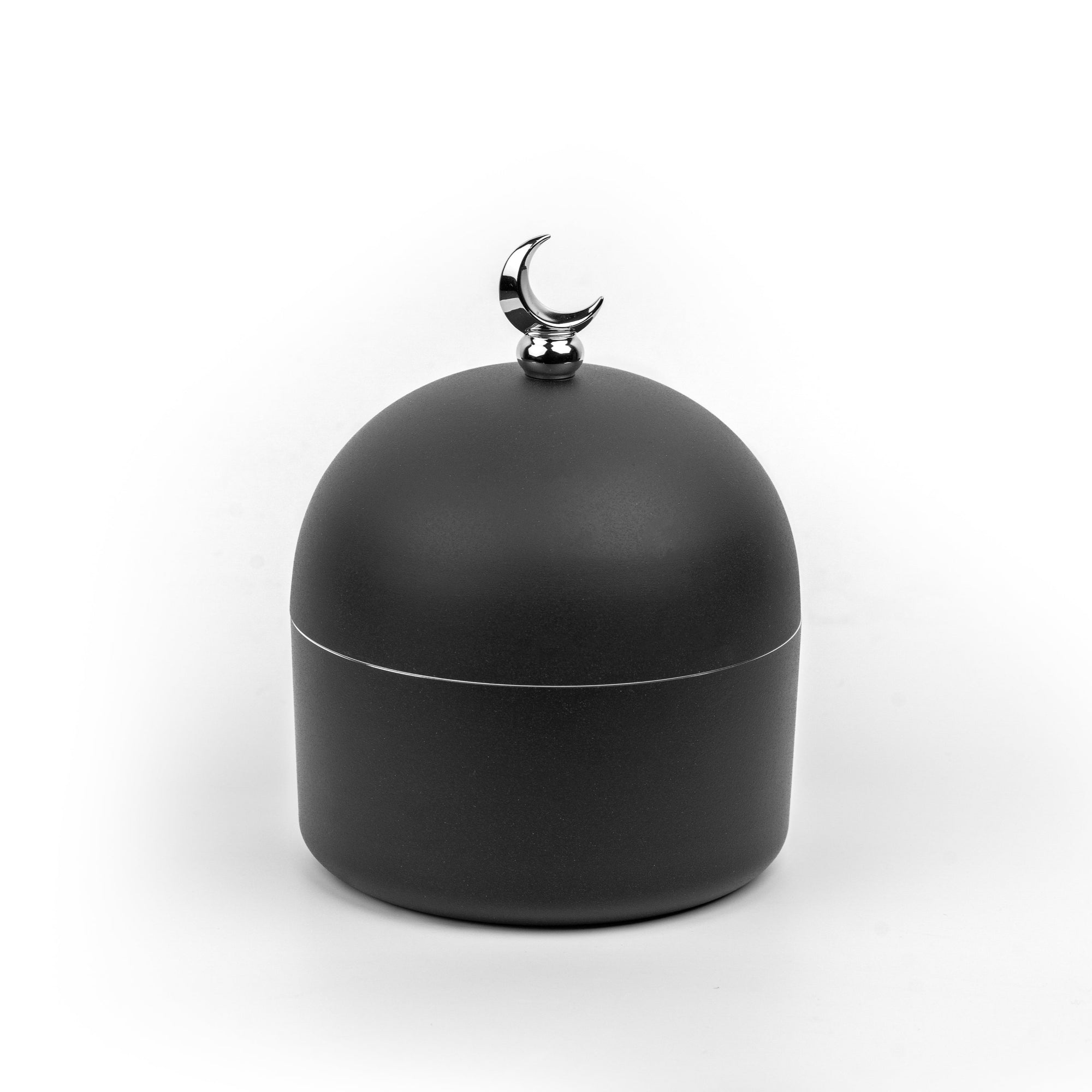 Black Moon Dome Jar / Container having  sliver Crescent on top which is perfect for home decor and gifting